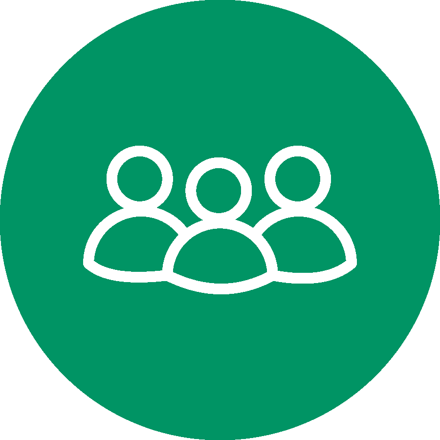 Green graphic with people