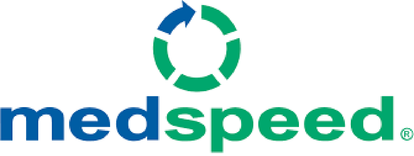 Medspeed logo with green arrows and one blue arrow moving clockwise