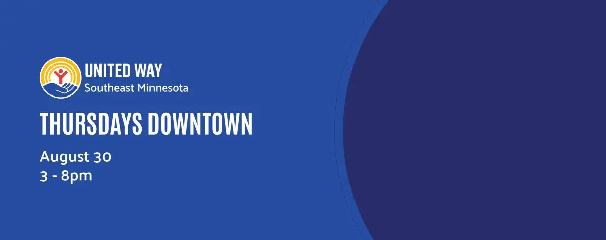 Blue banner that reads Thursdays Downtown