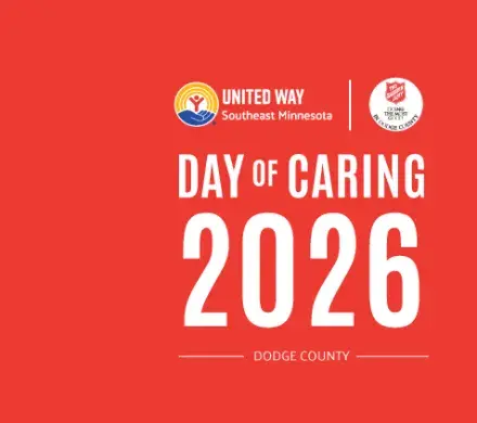 Red graphic with text that reads Day of Caring 2026
