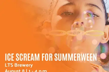 Two children blowing bubbles, text reads Ice Scream for Summerween